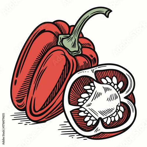 Vibrant Red Bell Peppers A Detailed Illustration of Fresh Produce and Delicious Food