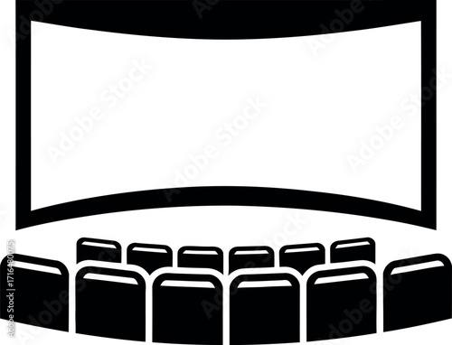 Movie theater screen with empty seats graphic design icon vector