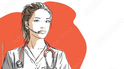 Professional Nurse with Stethoscope Vector Illustration