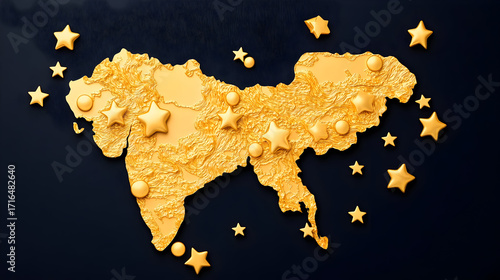 Pakistan 3D Topographic map Geography Cartography and topology Sea Blue surface 3D rendering illustration