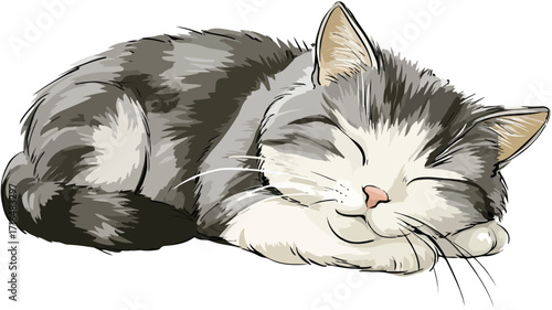 Cute Sleeping Cat Cartoon Vector for Sweet Dreams and Relaxation
