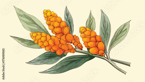 Aromatic Turmeric Flat Lay Vector Illustration