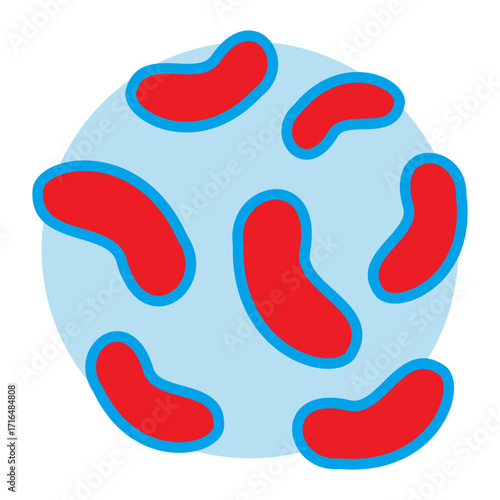 Flat Curved Bacteria Icon Microbiology Vector Illustration