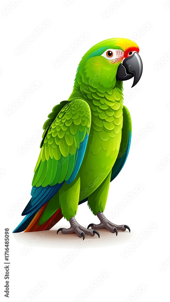 Fototapeta premium Vibrant green parrot illustration