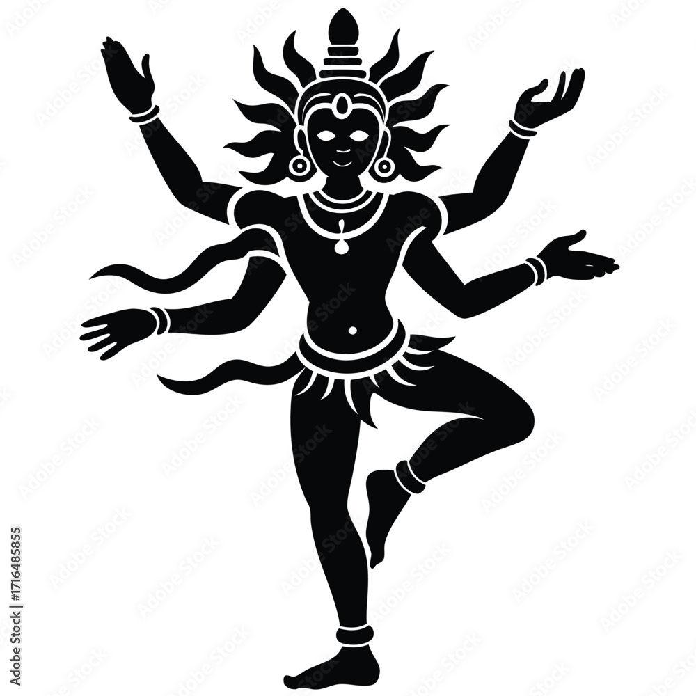 Fototapeta premium lord nataraja idol dancing pose logo style flat color