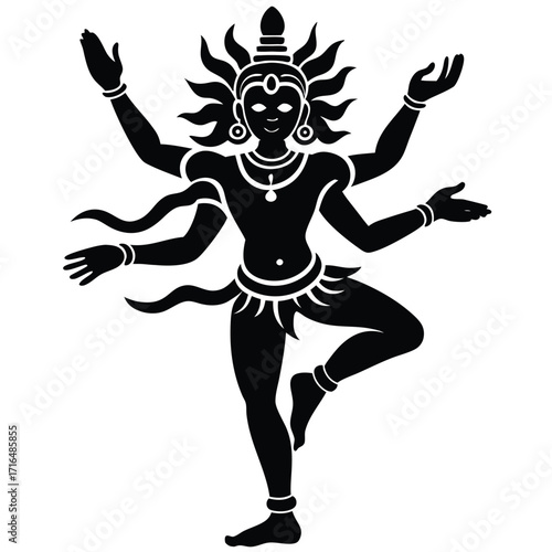 lord nataraja idol dancing pose logo style flat color