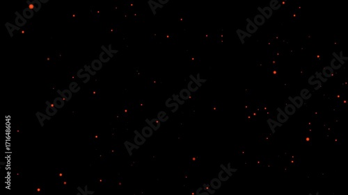 Floating fire flame sparks particles on transparent background video, alpha channel. Realistic fire dust particles moving fast with the wind.Bright glowing fire particles rising fast in a fiery sky wi