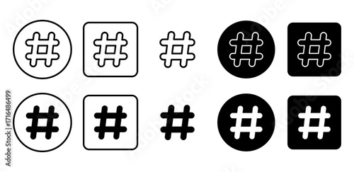 Hashtag vector icon. Tag and hash symbol for trends, labels, and social categorization.