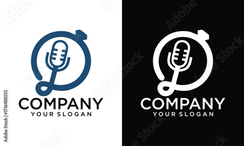 Creative podcast logo with microphone icon for vlogger youtube