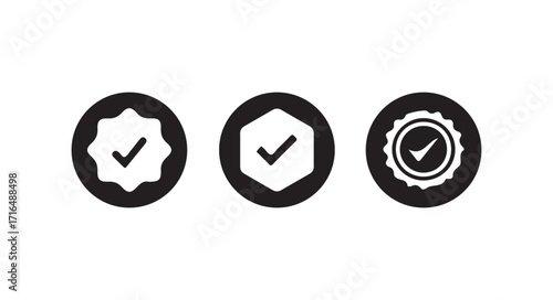Verified badge icon set, Set of check mark icons,  Social media official account tick symbol, vector illustration eps 10.