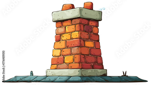 Colorful Roof and Chimney Vector Cartoon Illustration