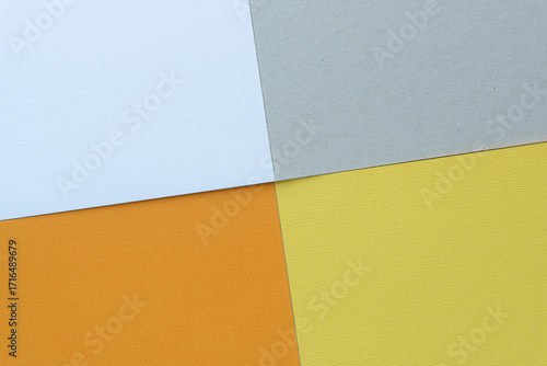 blank paper background featuring four sections in white, gray, orange, and yellow spaces