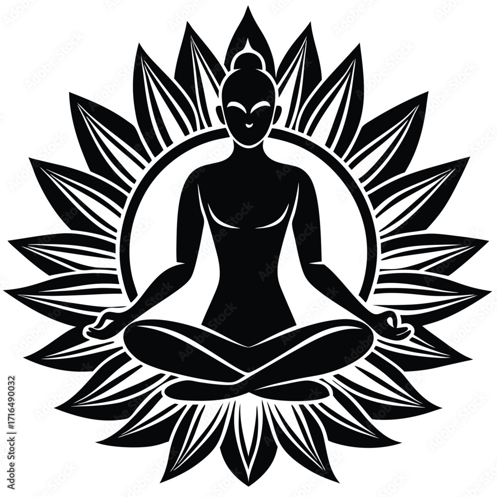 Fototapeta premium yoga meditation silhouette logo.