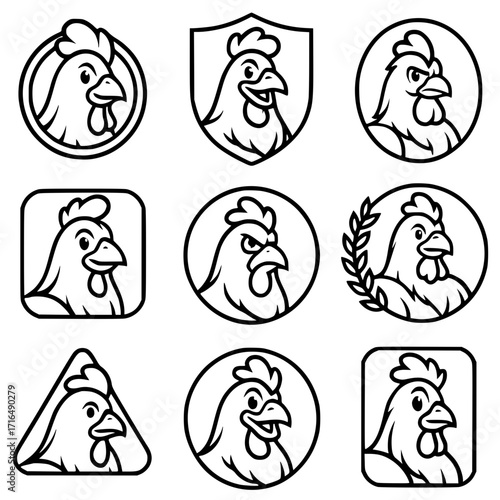 Logo or Icon, chicken vector, outline version