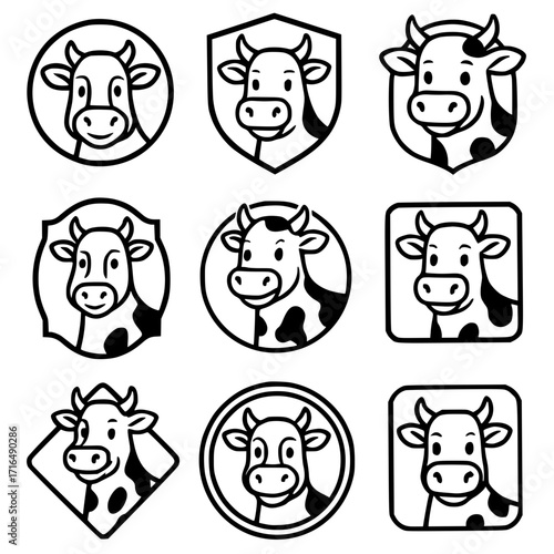 Logo or Icon, cow vector, outline version