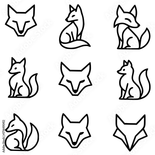 Logo or Icon, fox vector, outline version, vector SVG, transparent PNG