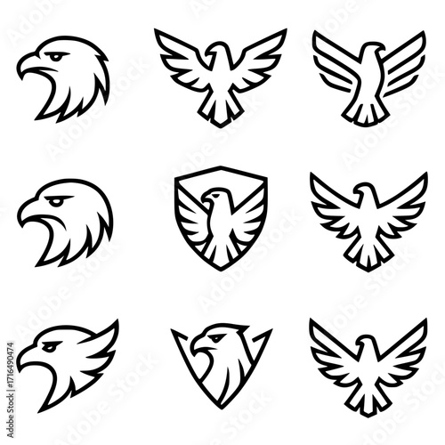 Logo or Icon, eagle vector, outline version, vector SVG, transparent PNG