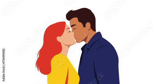 Intimate moment: Vector illustration of a couple sharing a tender kiss
