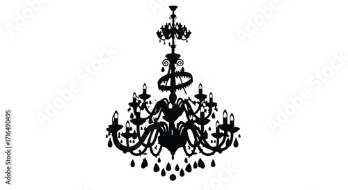 Elegant silhouette of a classic chandelier with crystal drops, creating a dramatic and luxurious ambiance.