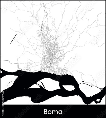 Boma city map, Democratic Republic of the Congo - Topographic vector map poster