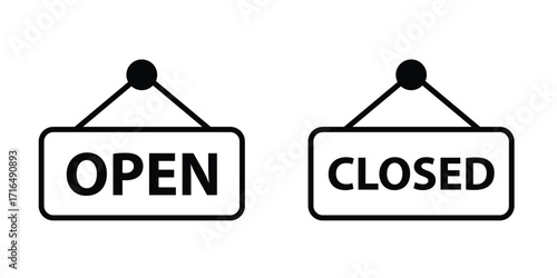 Open and closed signs for business doors