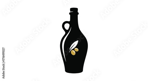Elegant dark bottle with olive branch logo, representing premium olive oil or balsamic vinegar