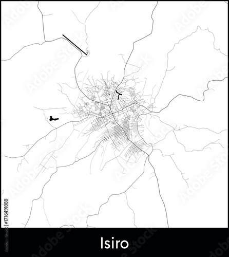 Isiro city map, Democratic Republic of the Congo - Topographic vector map poster