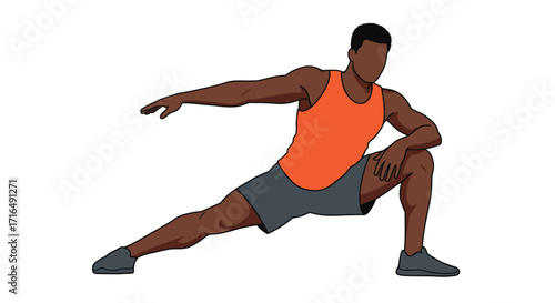 Dynamic vector illustration of a man stretching before workout session