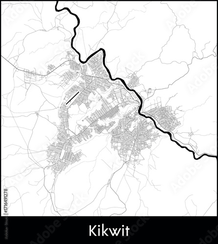 Kikwit city map, Democratic Republic of the Congo - Topographic vector map poster