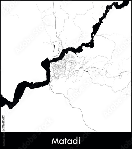 Matadi city map, Democratic Republic of the Congo - Topographic vector map poster