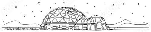 Futuristic Mars Colony Base with a Geodesic Dome