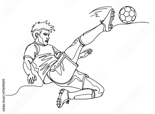 Soccer Player Performing Bicycle Kick Shot black shape vector laser cutting engraving monochrome print
