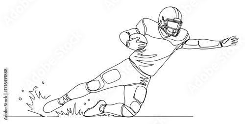 One Line American Football Running Back Vector Illustration