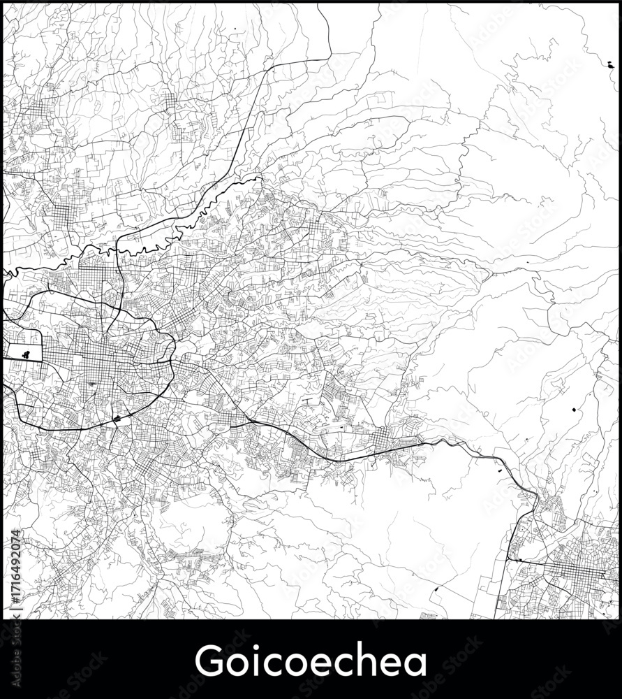 Fototapeta premium Goicoechea city map, Costa Rica - Topographic vector map poster