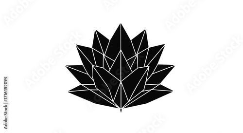 Geometric black lotus flower illustration on white background