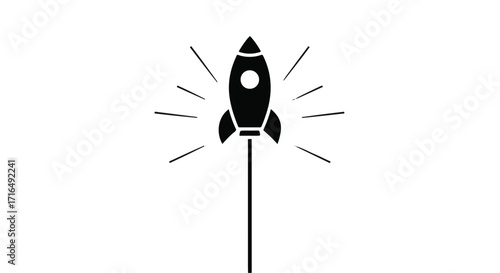 Bold rocket launch symbolizing innovation and rapid progress against a clean background.