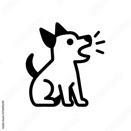 black outline of a barking dog