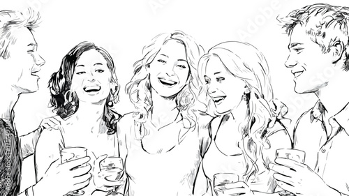 Dynamic Silhouettes of Friends at Party Gathering EPS Vector Illustration
