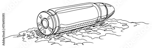 Radioactive Bomb Shell on Ground One Line Illustration