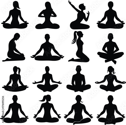 yoga silhouettes vector