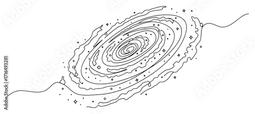 Spiral Galaxy With Stars black shape vector laser cutting engraving monochrome print