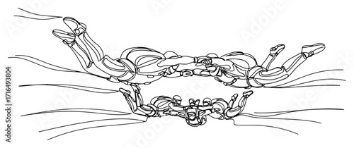 Skydivers Forming Freefall Circle Illustration
