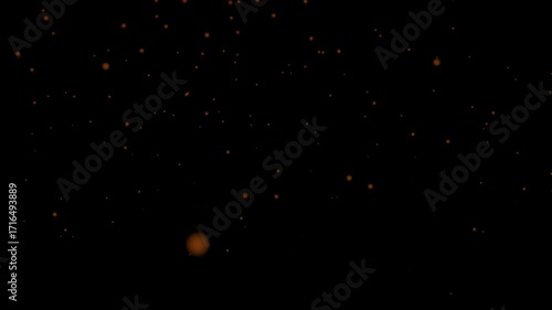 Floating fire flame sparks particles on transparent background video, alpha channel. Realistic fire dust particles moving fast with the wind.Bright glowing fire particles rising fast in a fiery sky wi