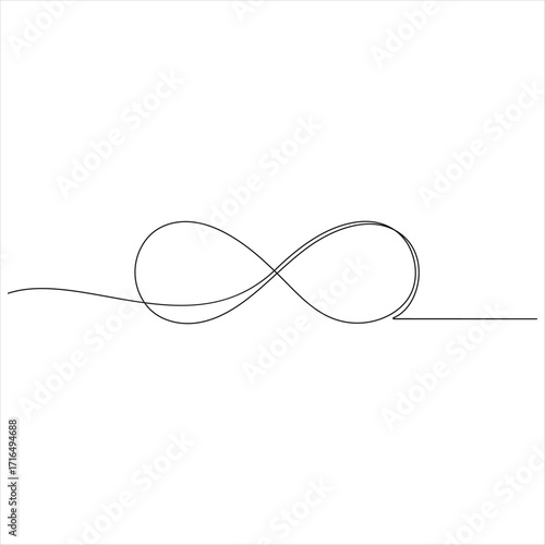 Continuous one line drawing of infinity symbol loop mobius icon and endless forever love concept vector illustration