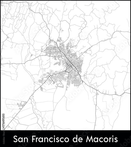 San Francisco de Macoris city map, Dominican Republic - Topographic vector map poster