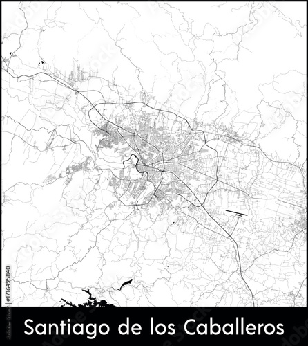 Santiago de los Caballeros city map, Dominican Republic - Topographic vector map poster