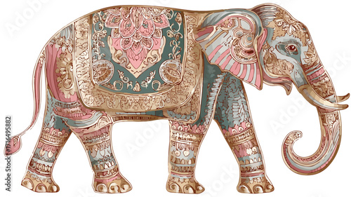 Elegant Vintage Indian Elephant Vector Illustration