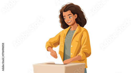 Empower Women Voting in Ballot Box Symbolically