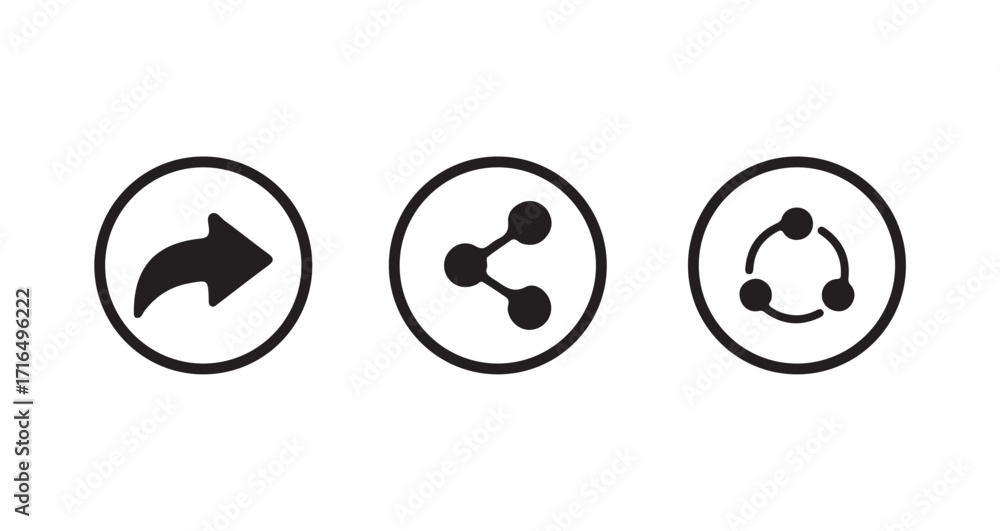 Fototapeta premium Share icon set, external link black vector icon set, Isolated symbols on white background, Sharing sign and symbol, vector illustration eps 10.