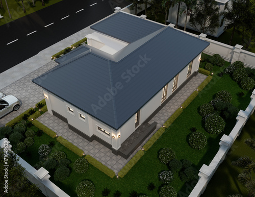 Luxurious Modern Home with Driveway and Landscaping